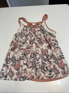 Paisley Print Tank Top in Cream & Peach